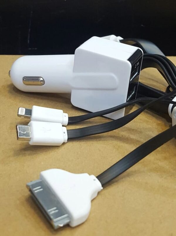2in1 Dual port USB car charger 2Amp with 3 in1 cable