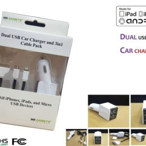 2in1 Dual port USB car charger 2Amp with 3 in1 cable