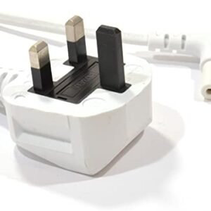 3m Long UK Mains Power Lead Cable compatible with SAMSUNG 4k UHD TV Fig 8 2 Pin Angled - White
