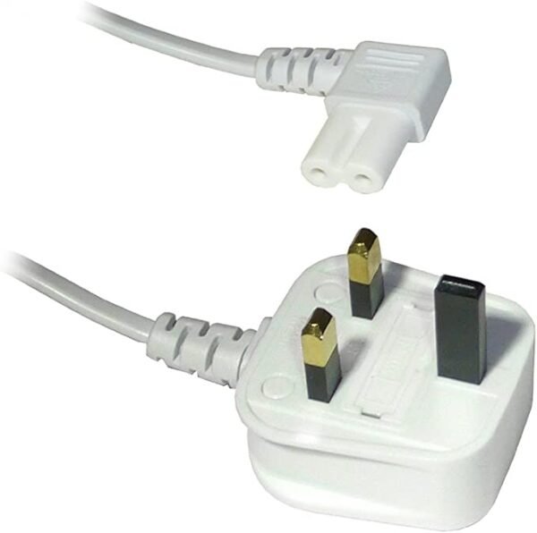 Mr.Gadget's Solutions 3M Long UK Mains Power Lead Cable Compatible With Samsung 4k UHD Tv Fig 8 2 Pin Angled - White