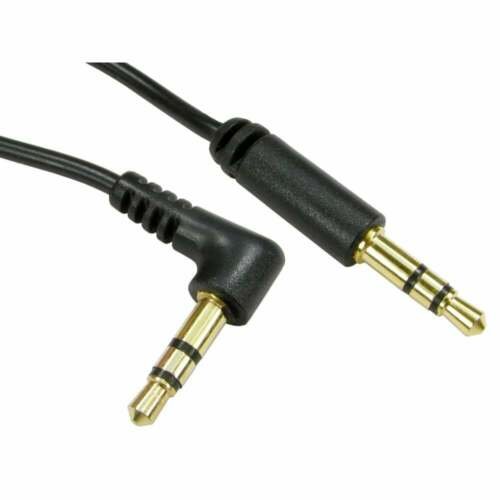 Right angled 3.5mm Aux Cable Black 2M