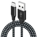 Type C Nylon Braided Cable Black/White 3M