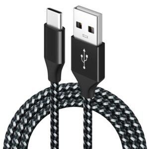 Type C Nylon Braided Cable Black/White 3M