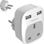 UK to EU Travel adapter with 2 usb Ports