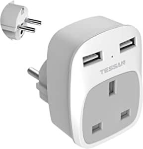 UK to EU Travel adapter with 2 usb Ports