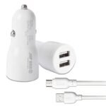 USB 3 amp dual port car charger White