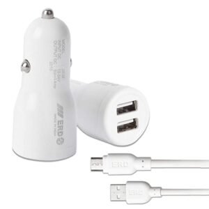 USB 3 amp dual port car charger White
