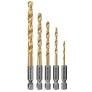5 piece 1/4 Titanium drill bit set for wood