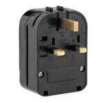European EU Schuko to UK 3 Pin Converter Plug 13A, Black (Grounded)