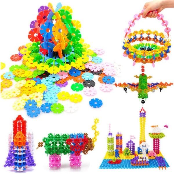MR.GADGET'S SOLUTIONS 200 Pieces Snow Shaped Discs Puzzle Constructive Discs Connect Interlocking Discs -Creative and Educational Building Blocks