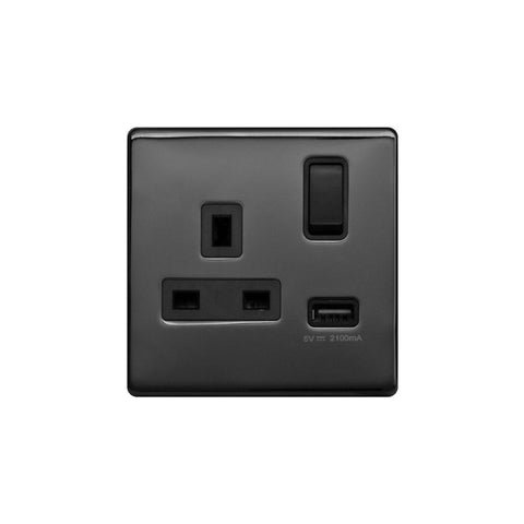 switched plug 13a black