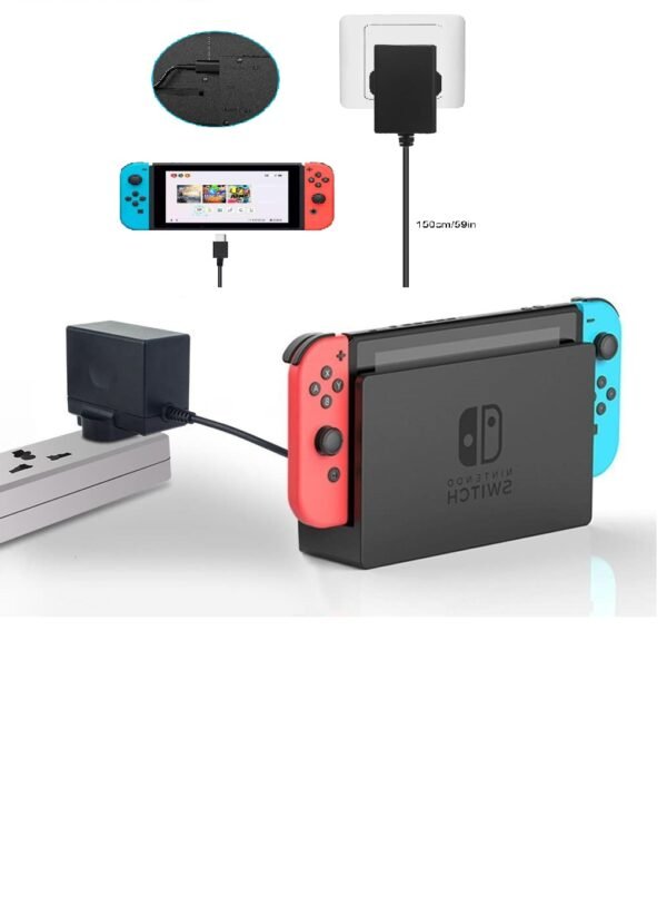 Charger for Switch/Switch OLED/Switch Lite, 2.5 Hours 15V/2.6A Fast Charging AC Adapter 5FT Type-C Cable Power Supply for Switch/Switch Lite/Switch Dock and Switch Pro Controller - Support TV Mode