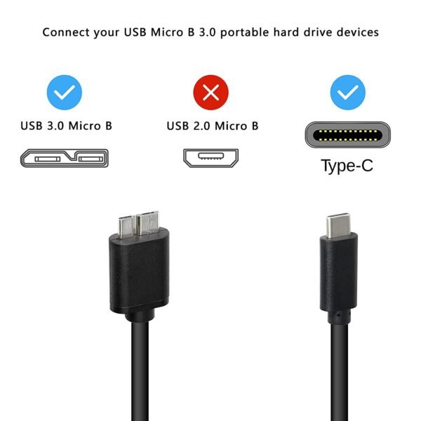 USB C to Micro USB 3.0 Cable,USB C Hard Drive Cable,Type C to Micro USB B 3.0 Cable 5Gbps Speed Data Transfer Sync,for SSD HDD - 1 Meter