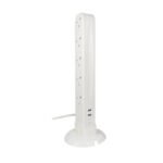 10 Gang Tower 2 USB White with Bottom Frame