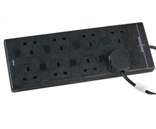 8 Gang Individual Swithced Black 2M Rectangle