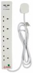 5 Gang 2 USB Surge Protected white