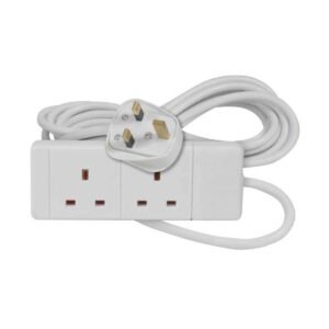 2 Gang 6M White Extension Cable