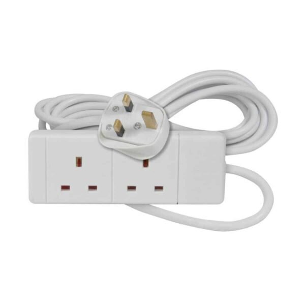 2 Gang 6M White Extension Cable