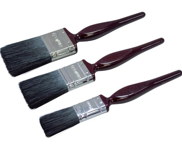 3pc No Bristle Loss Paint Brush Set - Classic Handle