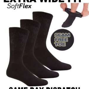 Mens Gentle Grip Socks Non Elastic Soft Top Diabetic COTTON - WOOL- SEAM FREE