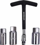 4pc T Bar Spark Plug Wrench Set Removal Tool Swivel Drive 16mm 18mm 21mm -blk