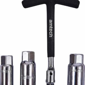 4pc T Bar Spark Plug Wrench Set Removal Tool Swivel Drive 16mm 18mm 21mm -blk