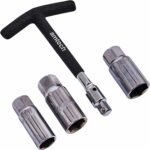 4pc T Bar Spark Plug Wrench Set Removal Tool Swivel Drive 16mm 18mm 21mm -blk