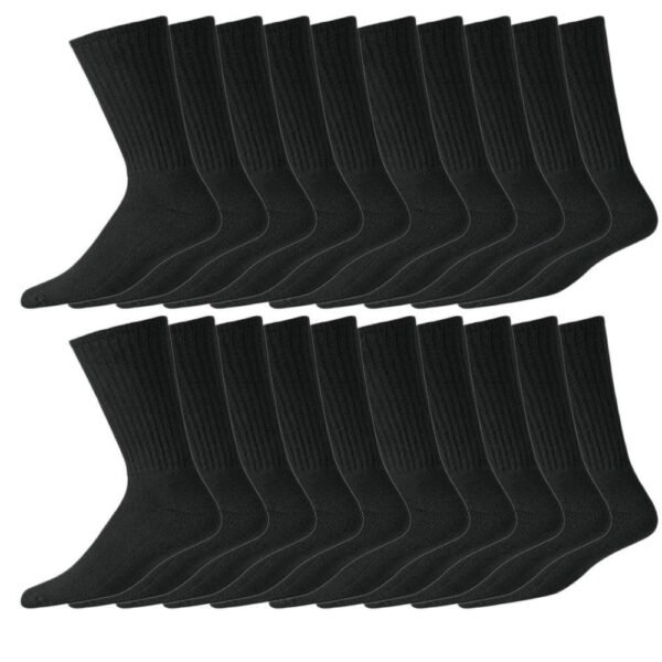 15 Pairs Of Men's Sport Socks, Black Cotton Rich Cushion Sole Socks, Size 6-11