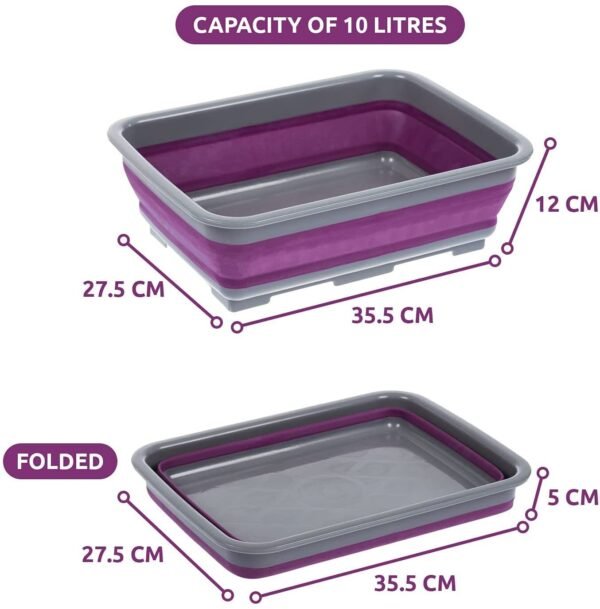 Foldable Collapsible Washing Up Bowl 7L Bucket Dishwashing Tray Camping Kitchen