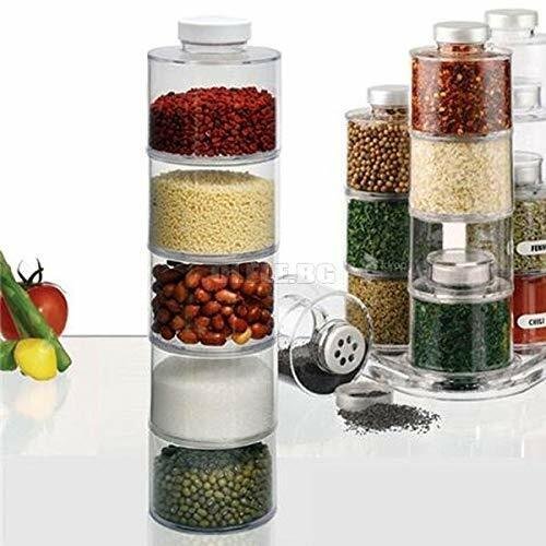 Acrylic Kitchen Spice Tower Jars Seasoning Rack Carousel 12 Storage Bottles