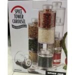 Acrylic Kitchen Spice Tower Jars Seasoning Rack Carousel 12 Storage Bottles