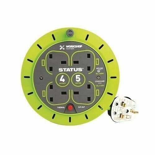 4 Gang Way 13 AMP Electric Extension Cable Reel Mains Plug & Socket Lead
