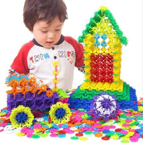 200 Pcs Plastic Snowflake Building Blocks Puzzle Baby Kids DIY Educational Toy