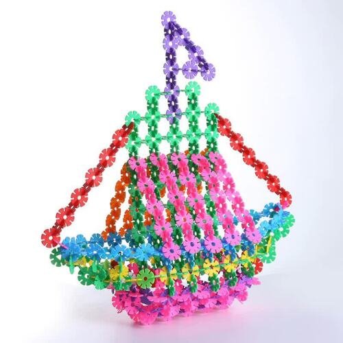 200 Pcs Plastic Snowflake Building Blocks Puzzle Baby Kids DIY Educational Toy