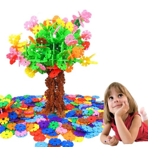 200 Pcs Plastic Snowflake Building Blocks Puzzle Baby Kids DIY Educational Toy