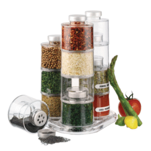 Acrylic Kitchen Spice Tower Jars Seasoning Rack Carousel 12 Storage Bottles