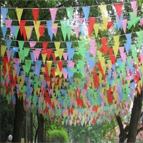 New 10Pcs Rope of Rainbow multi-coloured street party bunting Flags