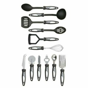 12 Piece Cooking Utensil Set Stainless Steel Kitchen Gadget Tool Nylon Handles U