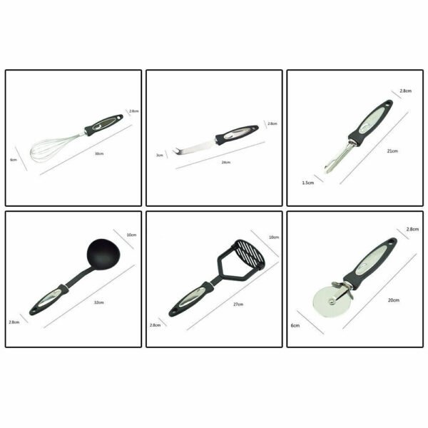 12 Piece Cooking Utensil Set Stainless Steel Kitchen Gadget Tool Nylon Handles U