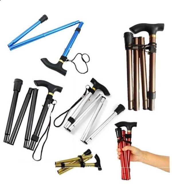 Walking Stick Easy Fold Adjustable Cane Lightweight Mobility Collapsible Sticks