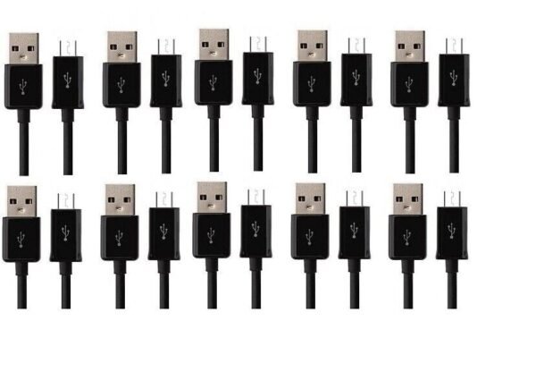 10 Wholesale Job Lot Fast USB Micro Sync Cable For Samsung J3 J5 S7 S6 S7 BLACK