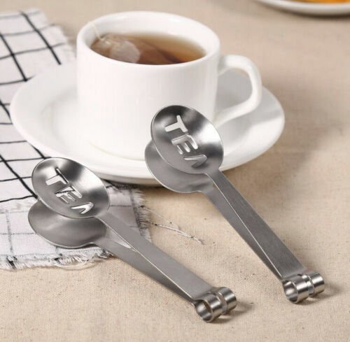 New Stainless Steel Teabag Tongs Tea Bag Squeezer Holder Herb spoon Kitchen