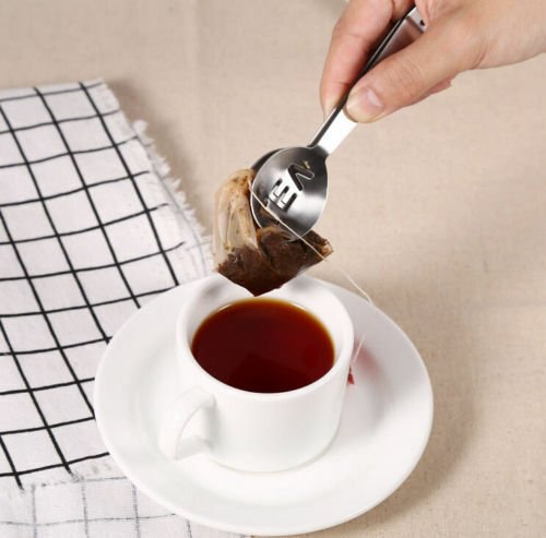 New Stainless Steel Teabag Tongs Tea Bag Squeezer Holder Herb spoon Kitchen