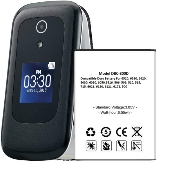 Replacement Doro Battery Compatible With Doro Phone Easy 6520, 6530, 6620, 5030, 6030, 6050,5516, 506, 509, 510, 515, 715, 6021, 6120, 6121, 6171, 500
