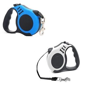 5M Long Retractable Dog Lead Locking Extending Tape Cord Blue/Grey