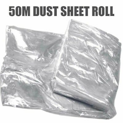 CLEAR HUGE Polythene Dust Roll Sheet 2m X 50m Cover Strong Decorating Plastic
