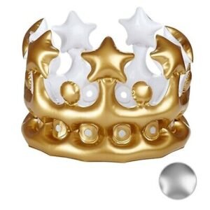 Inflatable Unisex Crown Fancy Dress Hen Party Decorations ? Gold/White