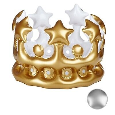 Inflatable Unisex Crown Fancy Dress Hen Party Decorations ? Gold/White