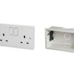 2 Gang UK 3Pin Plug Double Wall Electrical Switch Socket Dry Lining Back Box SET
