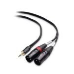 1M 3.5mm 1/8 Inch TRS to 2 XLR Cable, M/M Aux to Dual XLR Breakout Cable - Black